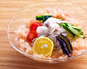 豚しゃぶと夏野菜のすりおろしトマトのシャーベットそうめん