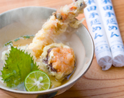 椎茸の海老詰め天ぷらそうめん